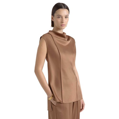 Cue Satin Pin Tuck Top